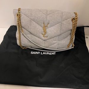 YSL Medium Puffer Grey with gold hardware. Worn 3 times. 100% Authentic.